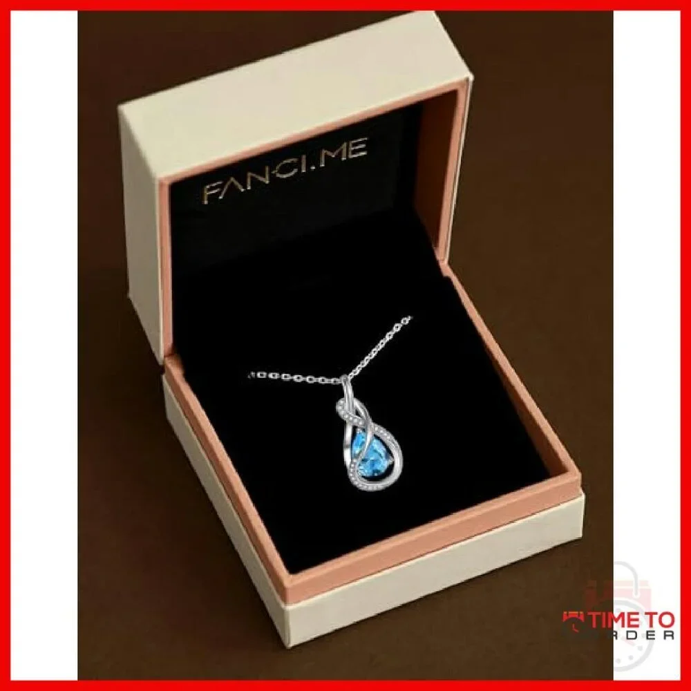 Sterling Silver Birthstone Necklace White Gold Plated Adjustable Chain Pendant